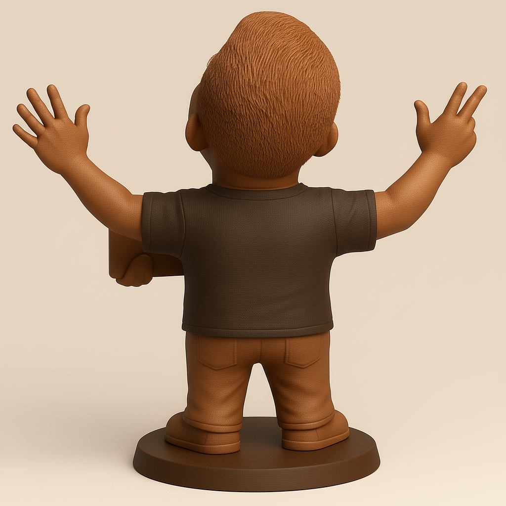 face anatomy 3d model-create 3d face model from photo_Cheerful Figurine with ID Card Pose