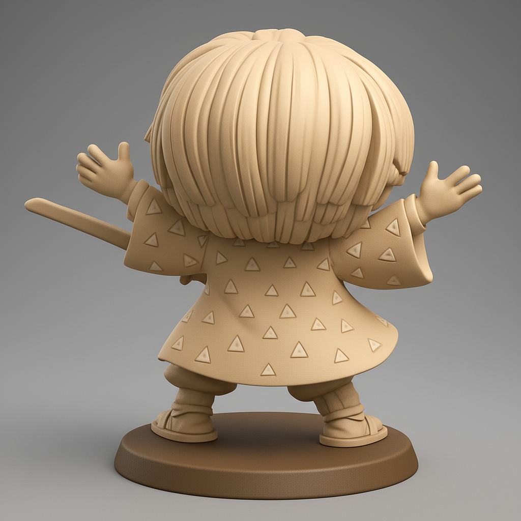 face to 3d model ai-3D portrait printing from photo_Happy Zenitsu Chibi Figurine - Print Your Own Slayer!