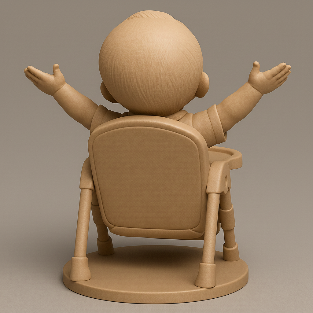 silhouette 3d printer maker-3d portrait printing_Joyful Baby in High Chair