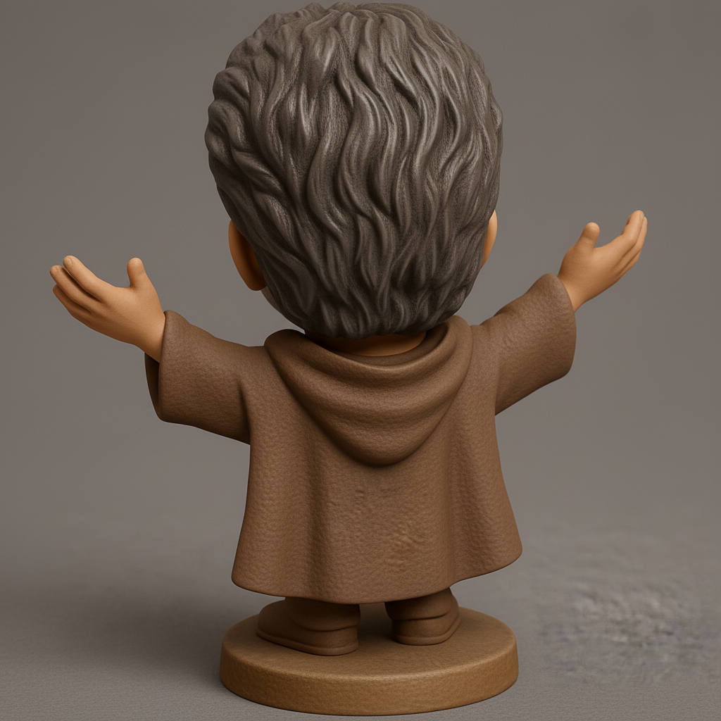 silhouette 3d printer maker-3d portrait printing_Welcoming Monk Bobblehead - Embrace Joy & Happiness