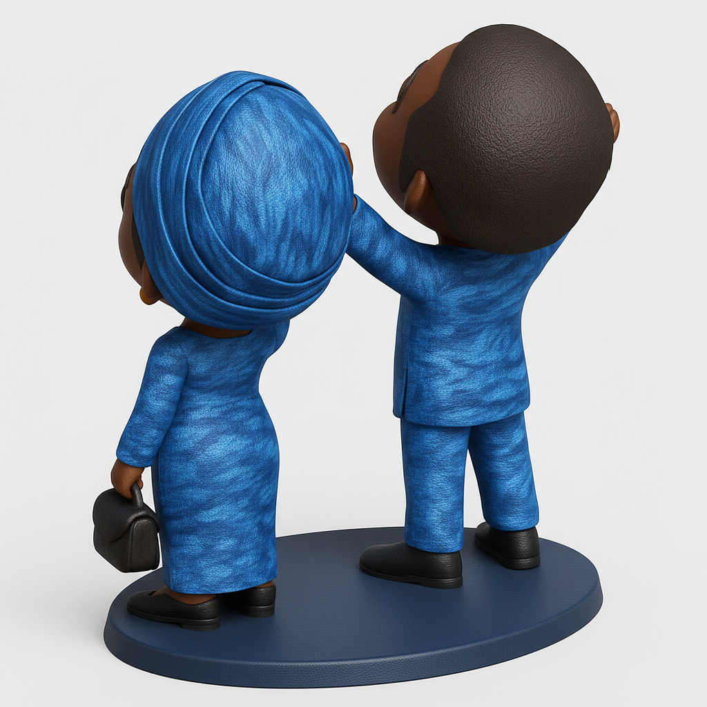 face anatomy 3d model-create 3d face model from photo_Joyful African Couple Figurines