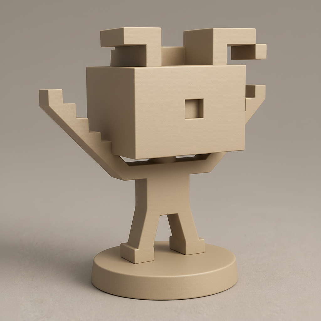 silhouette 3d printer maker-3d portrait printing_Happy Pixel Pal Figurine - Nostalgic 8-Bit Desk Decor