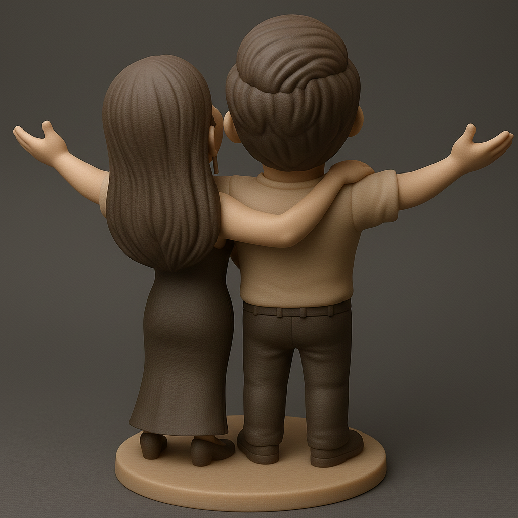silhouette 3d printer maker-3d portrait printing_Joyful Couple Figurine for Celebrations