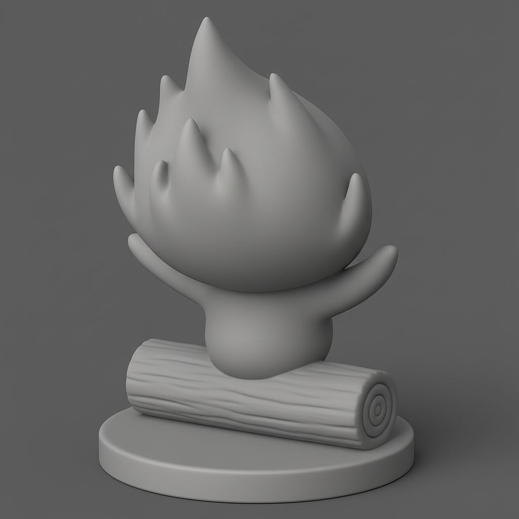 silhouette 3d printer maker-3d portrait printing_Cheerful Flame Character Figurine