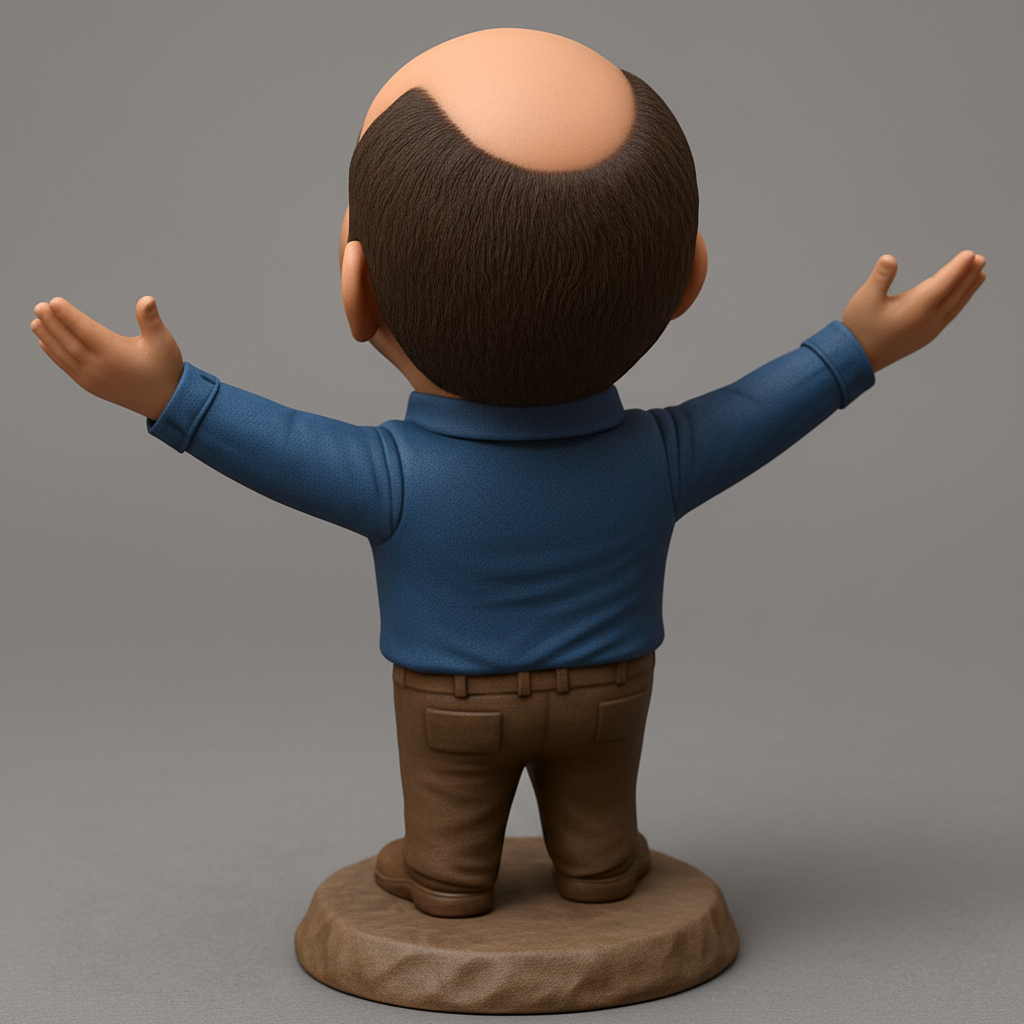 face anatomy 3d model-create 3d face model from photo_Joyful Chibi Man Figurine: Uplifting Desk Decor