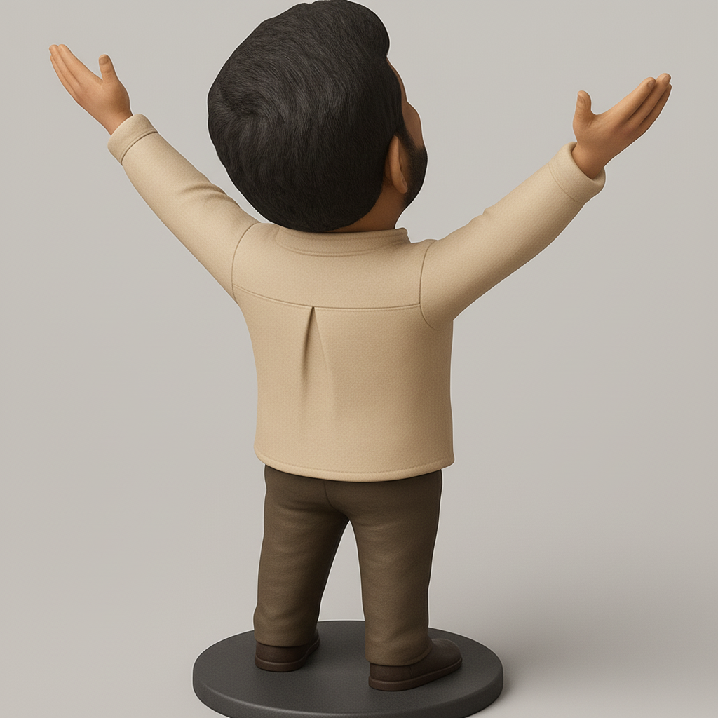 face to 3d model ai-3D portrait printing from photo_Smiling Man Bobblehead - Spread Happiness!