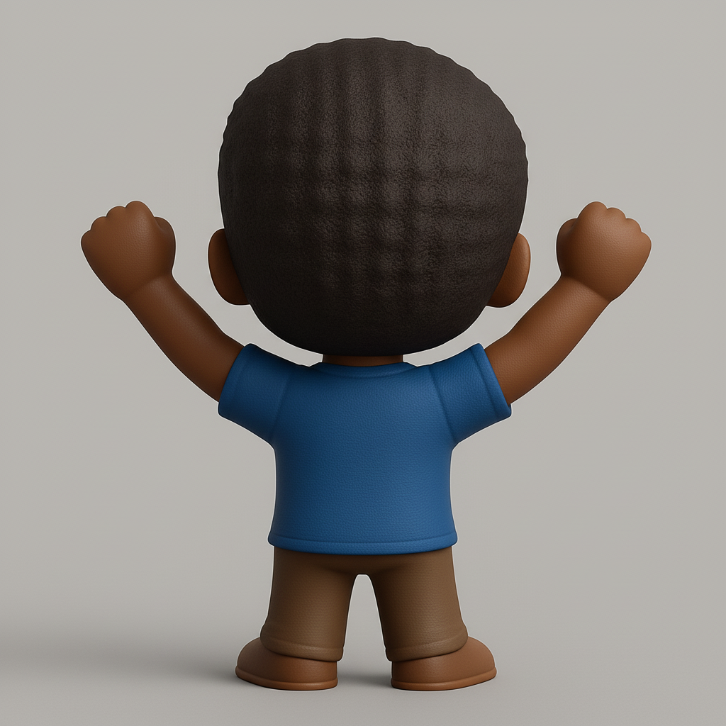 face to 3d model ai-3D portrait printing from photo_Cheering Chibi Man - Celebrate Success!