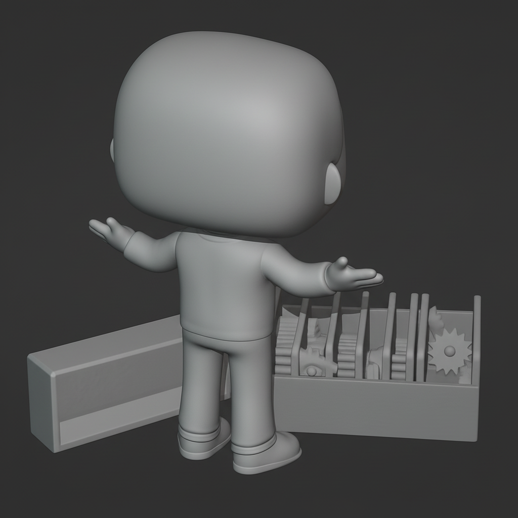 face to 3d model ai-3D portrait printing from photo_Funko-Style Character & Modular Gear Display Set