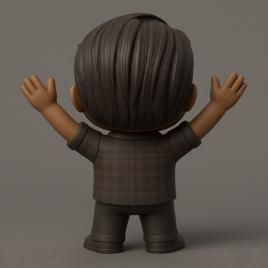 face anatomy 3d model-create 3d face model from photo_Joyful V-Pose Figurine: Bearded Man 3D Collectible