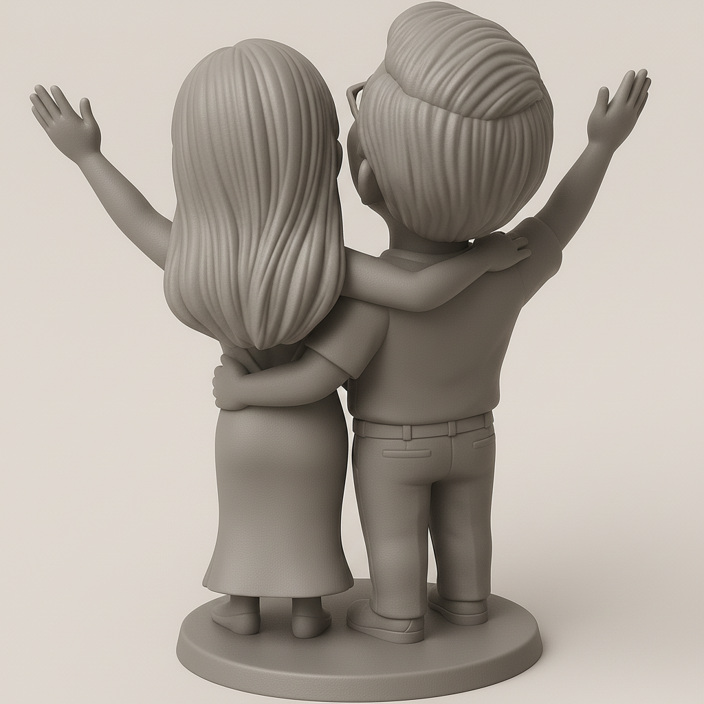 face anatomy 3d model-create 3d face model from photo_Joyful Couple 3D Figurine