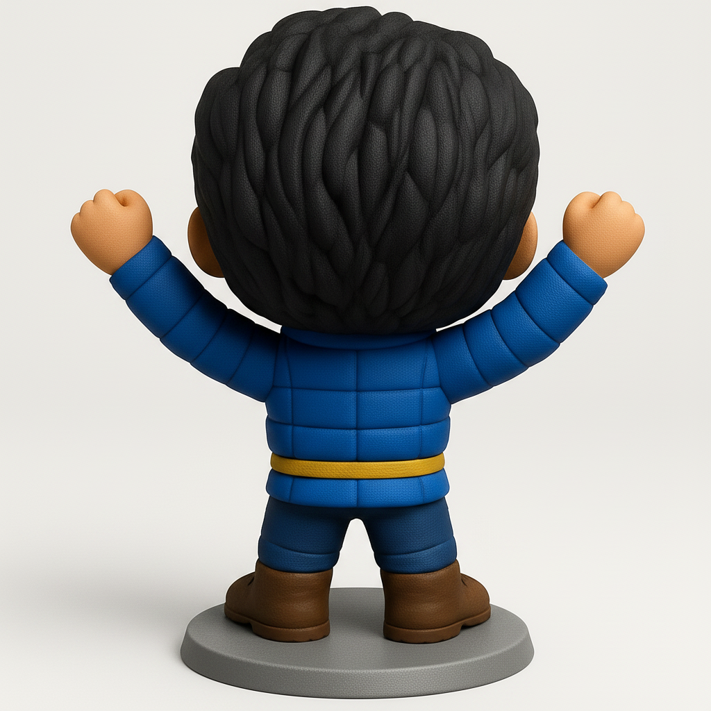 face to 3d model ai-3D portrait printing from photo_Cheering Hero Funko Style Figure - Ready for Your Collection