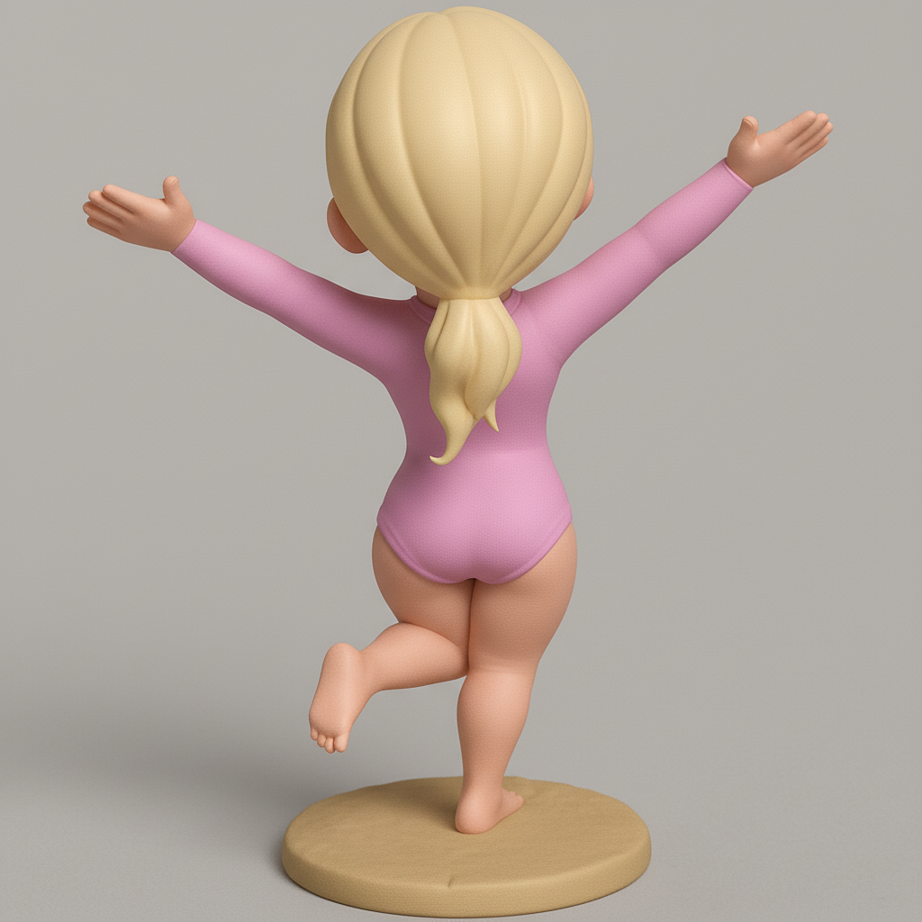 face anatomy 3d model-create 3d face model from photo_Vibrant Joy: Happy Woman Figurine with Rose Design