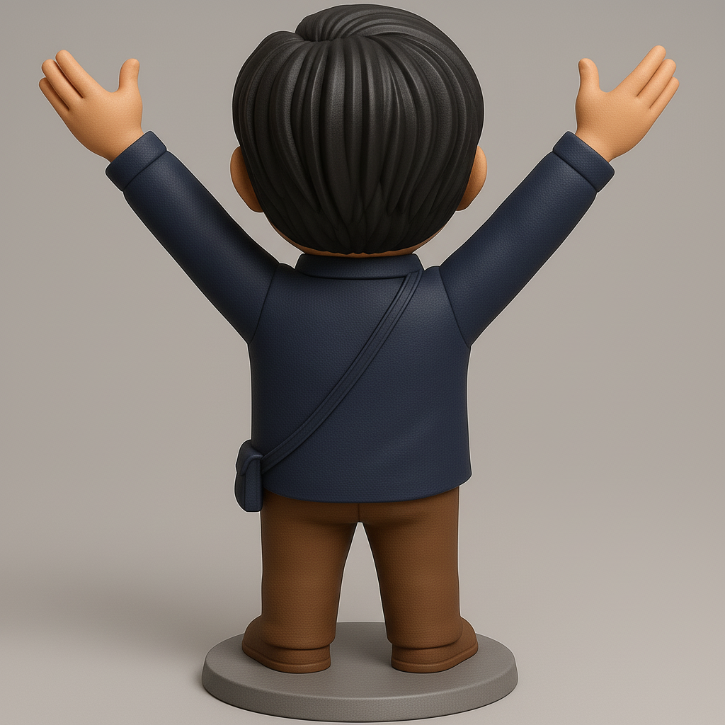 face anatomy 3d model-create 3d face model from photo_Joyful Character Figurine with Outstretched Arms