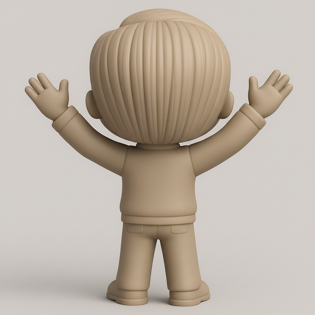 face to 3d model ai-3D portrait printing from photo_Friendly Waving Boy Figurine - Joyful Desk Companion