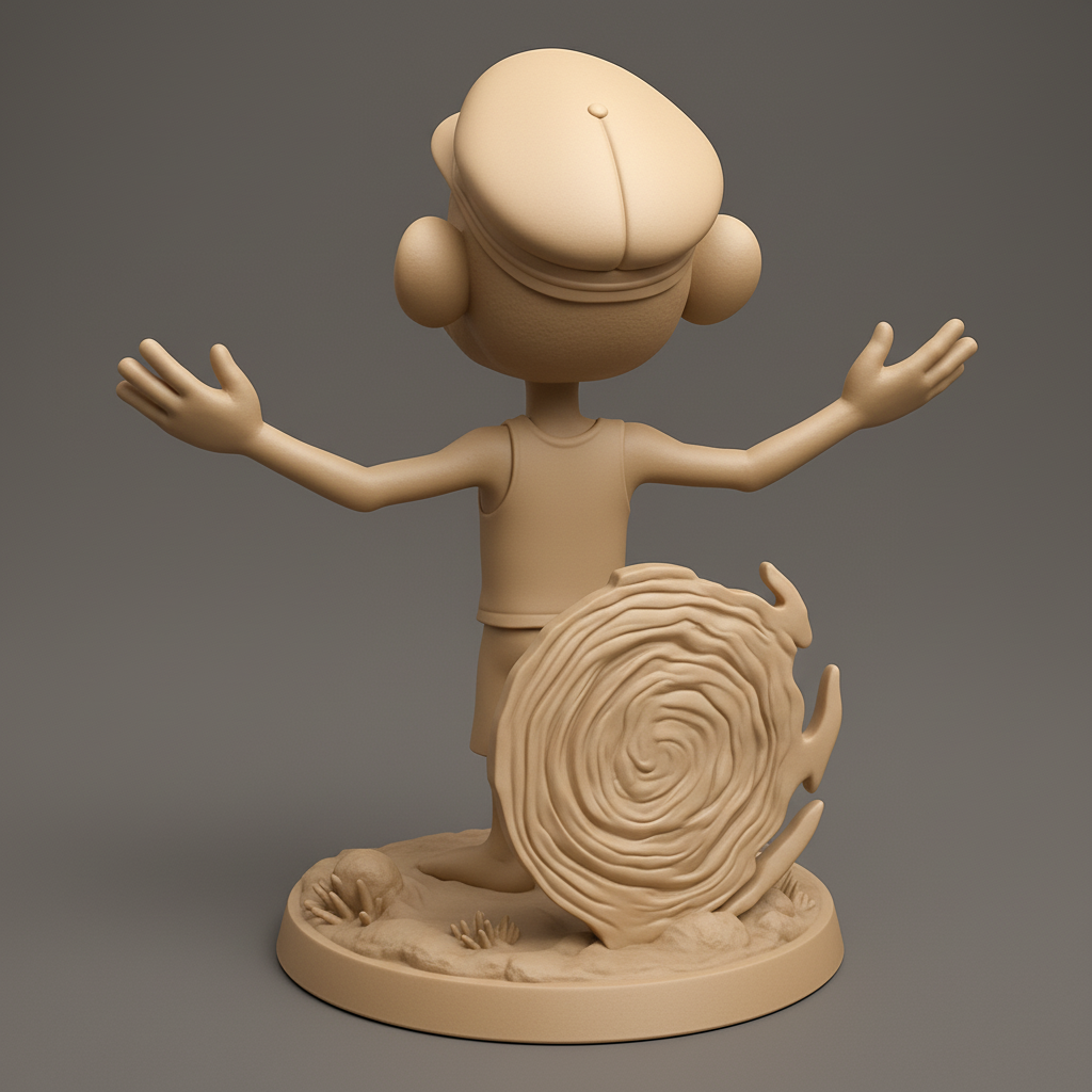 silhouette 3d printer maker-3d portrait printing_Joyful Chimp Buddy Statue - Welcoming Smile Collectible