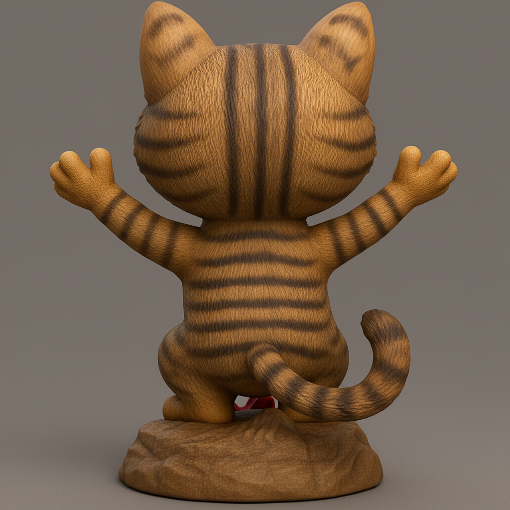 face anatomy 3d model-create 3d face model from photo_Joyful Cat Figurine for 3D Printing