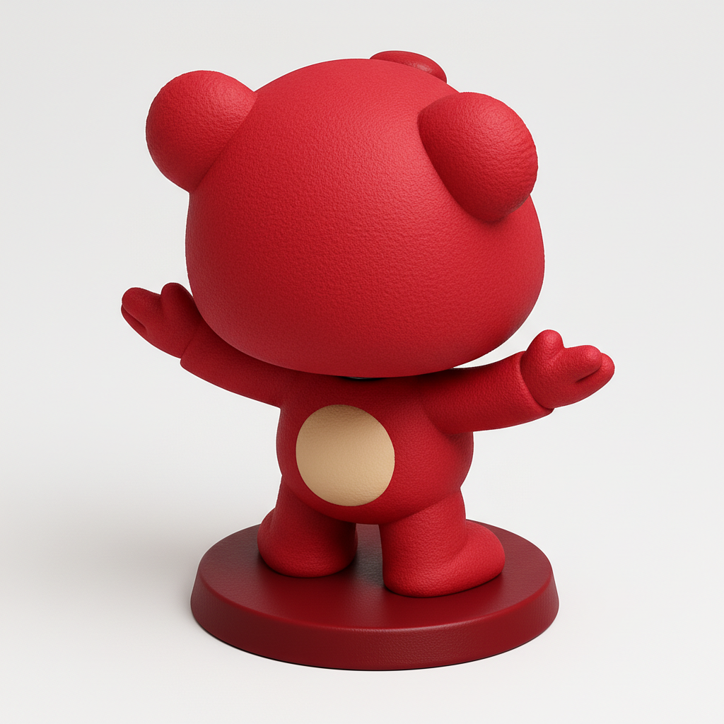 face to 3d model ai-3D portrait printing from photo_Wobbly Joy: Adorable Red Bear Bobblehead Desk Buddy