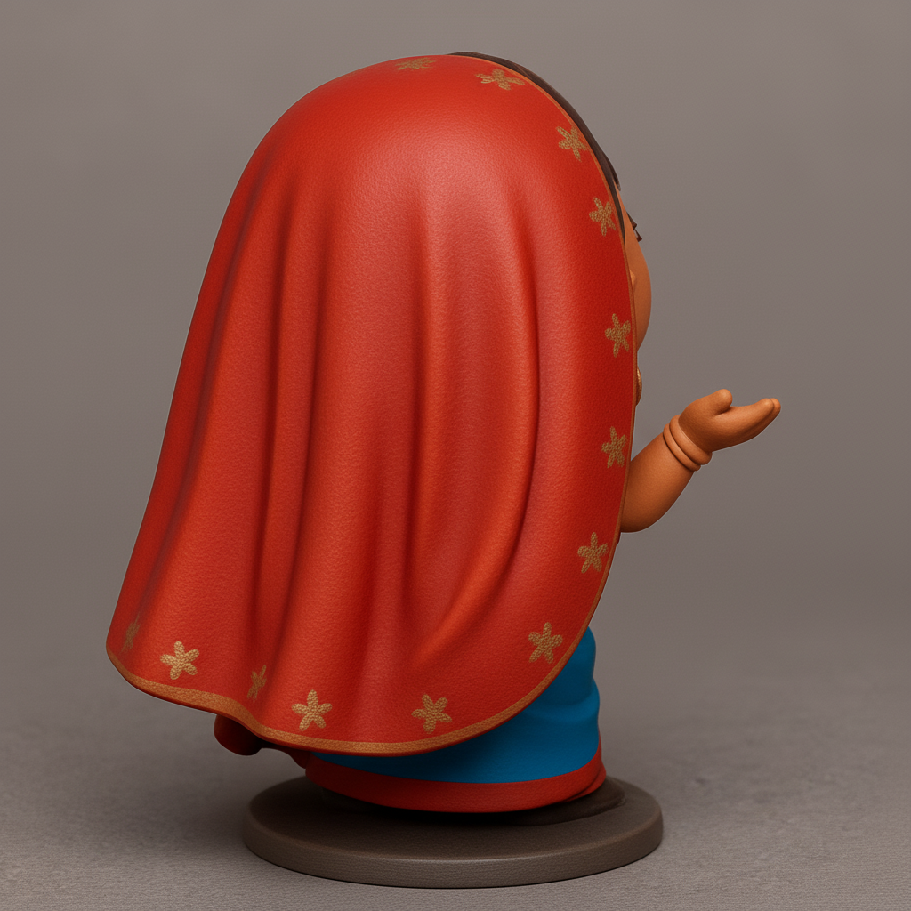 face anatomy 3d model-create 3d face model from photo_Joyful Desi Doll: Welcoming Smile Figurine 3D Print