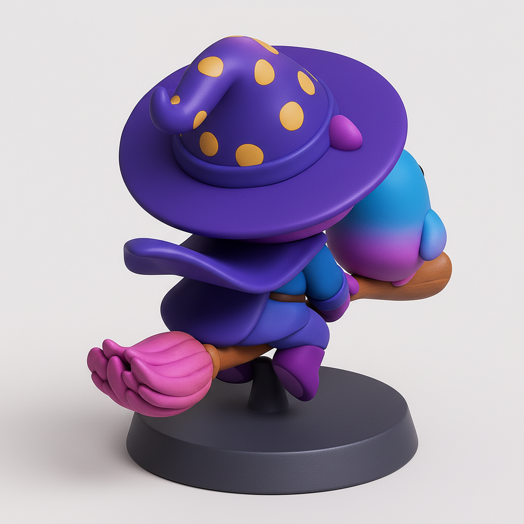 face to 3d model ai-3D portrait printing from photo_Whimsical Witch Bear & Bird Duo Fir Magical Decor