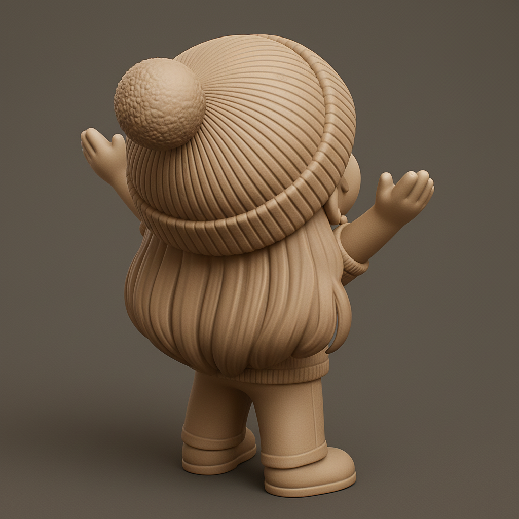 face to 3d model ai-3D portrait printing from photo_Happy Hugs Chibi Girl - Joyful 3D Printable