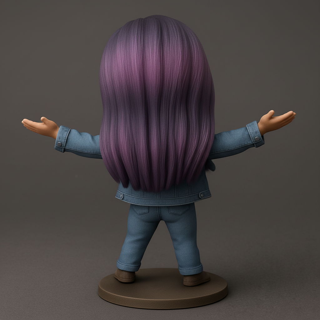silhouette 3d printer maker-3d portrait printing_Embrace Joy: Purple Hair Figurine