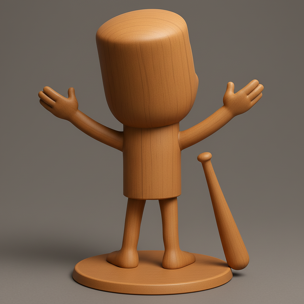 face anatomy 3d model-create 3d face model from photo_Friendly Wooden Pal with Baseball Bat - Ready to Print!