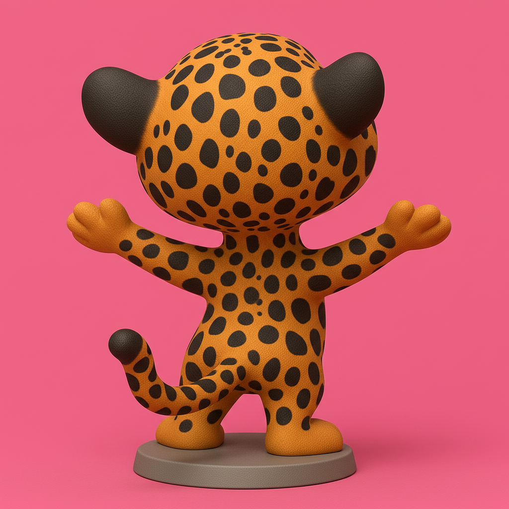 silhouette 3d printer maker-3d portrait printing_Joyful Cartoon Leopard Figurine