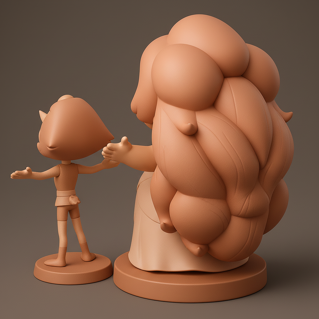 face anatomy 3d model-create 3d face model from photo_Charming Cartoon Duo: Joyful Characters