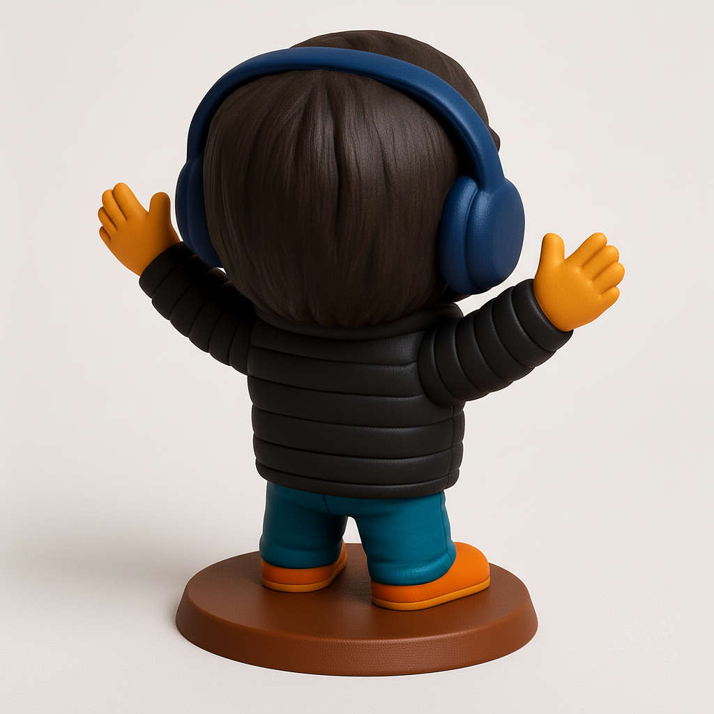 face anatomy 3d model-create 3d face model from photo_Happy Bearded Listener Figurine with Headphones