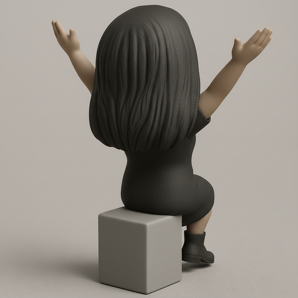 silhouette 3d printer maker-3d portrait printing_Uplifting Joyful Desk Figurine - Embrace Happiness!