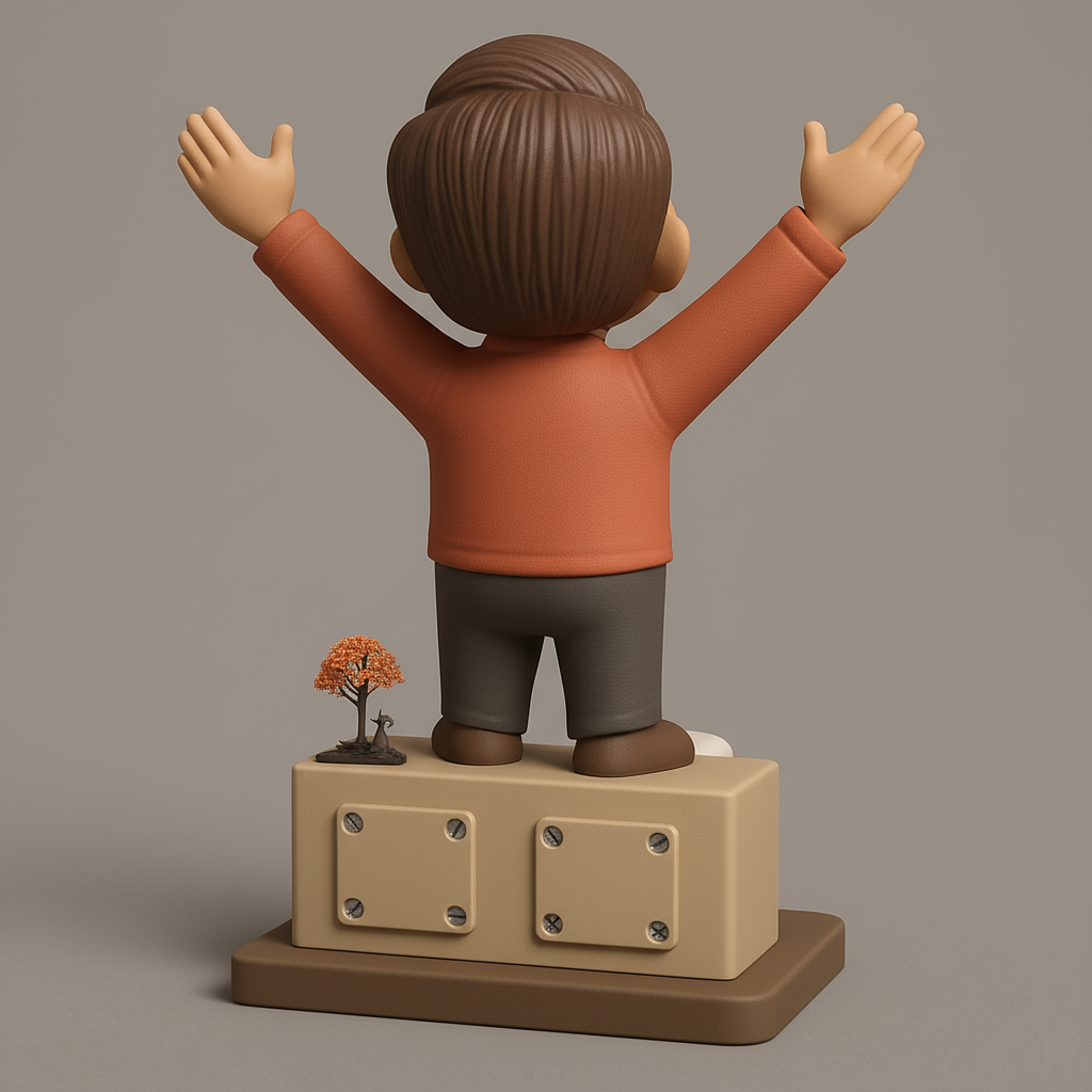 face to 3d model ai-3D portrait printing from photo_Energized Joy: Uplifting Desk Art with Power Outlet