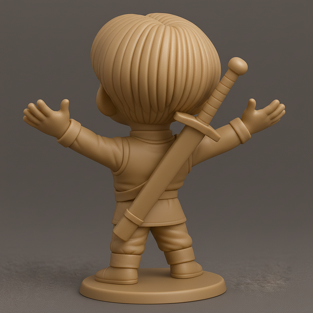 silhouette 3d printer maker-3d portrait printing_Joyful Warrior Kid 3D Model