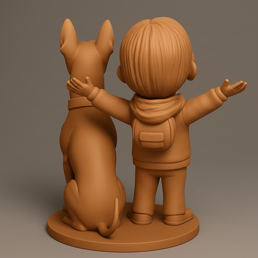 face anatomy 3d model-create 3d face model from photo_Wholesome Happiness: Child & Dog Friendship Statue