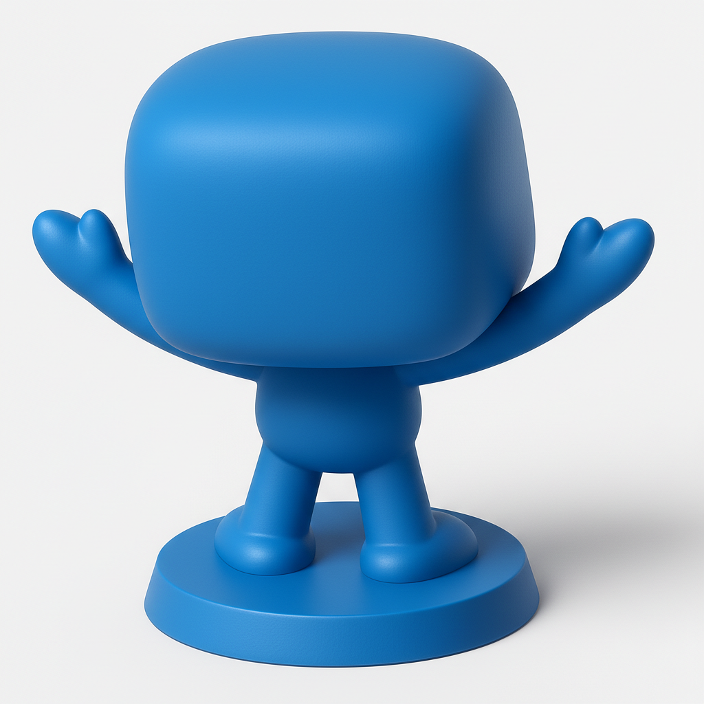 face anatomy 3d model-create 3d face model from photo_Adorable Blue Cubehead Figurine: Perfect Desk Buddy