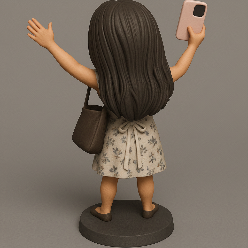 silhouette 3d printer maker-3d portrait printing_Joyful Selfie Pose Figurine