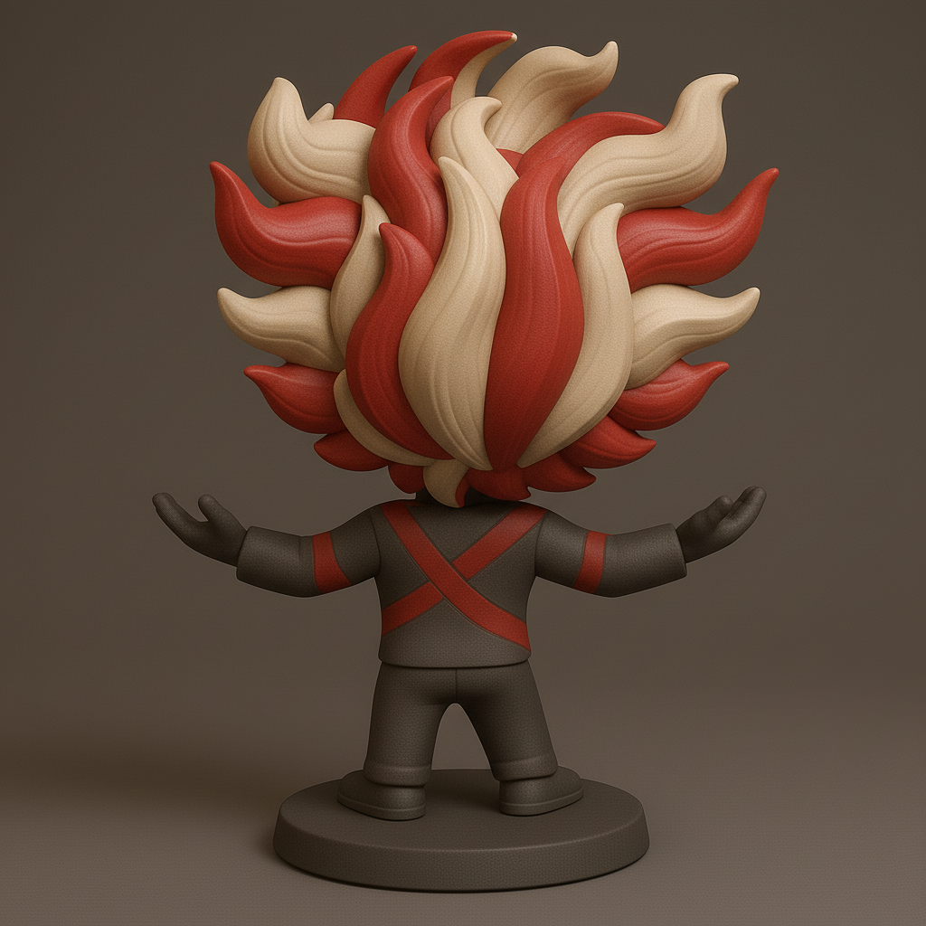 silhouette 3d printer maker-3d portrait printing_Energetic Character Figurine with Wild Hair