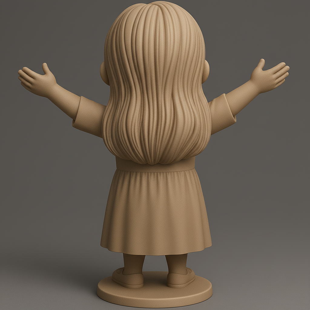 face anatomy 3d model-create 3d face model from photo_Joyful Girl Statue with Custom Name Feature