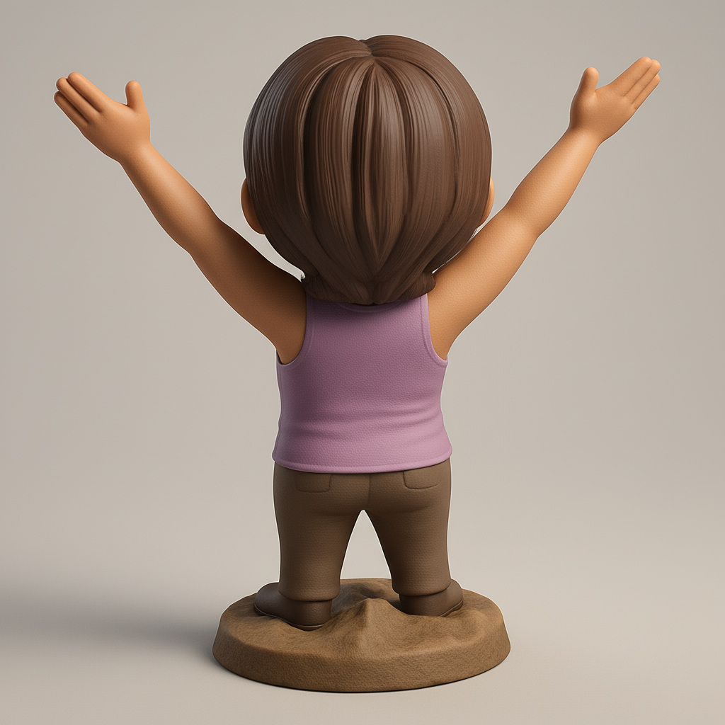 silhouette 3d printer maker-3d portrait printing_Uplifting Joy Figurine - Arms Raised in Triumph