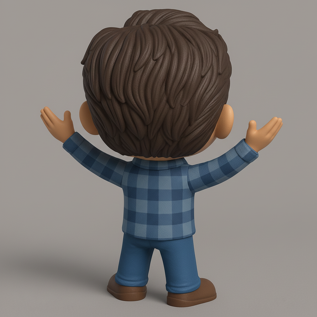 face to 3d model ai-3D portrait printing from photo_Your New Desk Buddy: Friendly Plaid Shirt Figurine