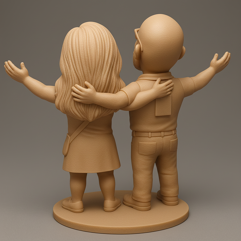 silhouette 3d printer maker-3d portrait printing_Joyful Couple Figurine for 3D Printing