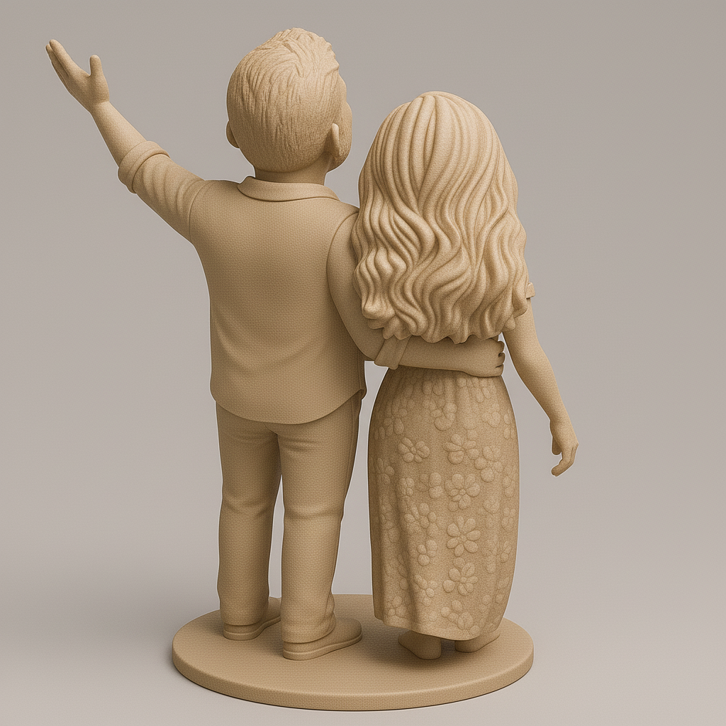 silhouette 3d printer maker-3d portrait printing_Joyful Couple Figurine for 3D Printing