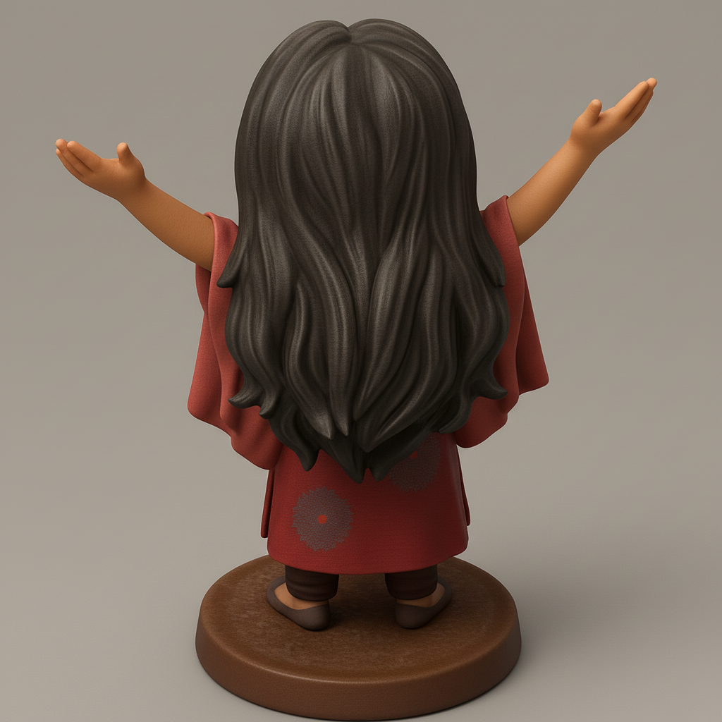 face anatomy 3d model-create 3d face model from photo_Joyful Woman Figurine: Embrace Happiness & Serenit