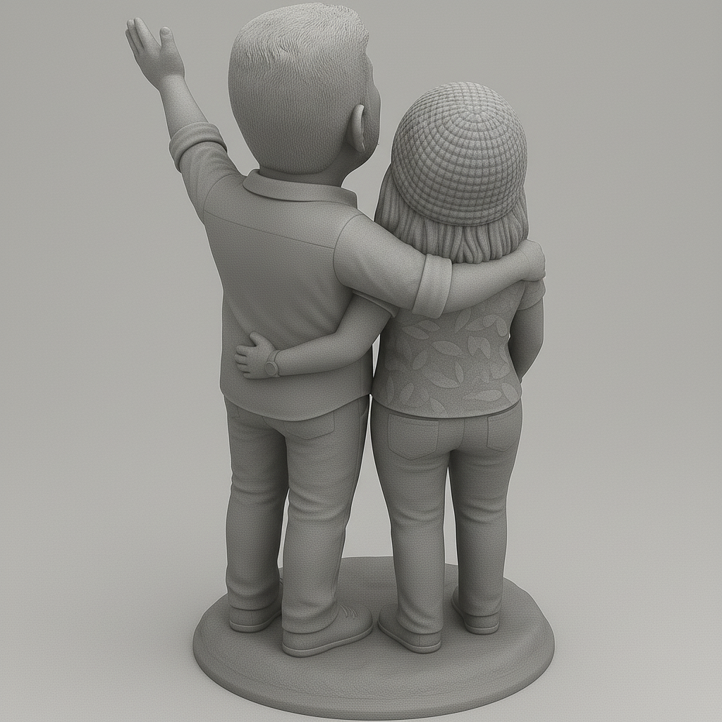 face anatomy 3d model-create 3d face model from photo_Joyful Couple Figurine for 3D Printing