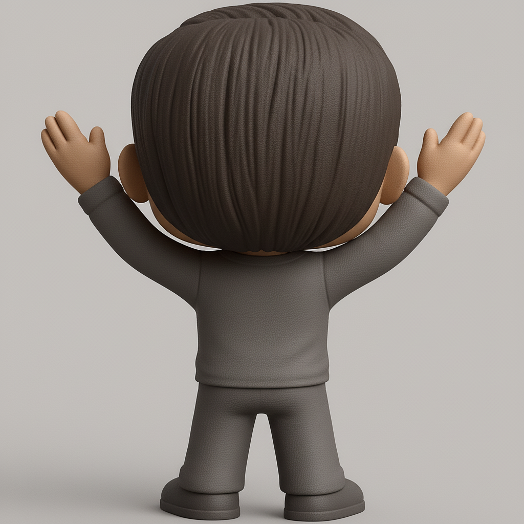 face anatomy 3d model-create 3d face model from photo_Funko-Style Cheerful Character | Easy 3D Print Model