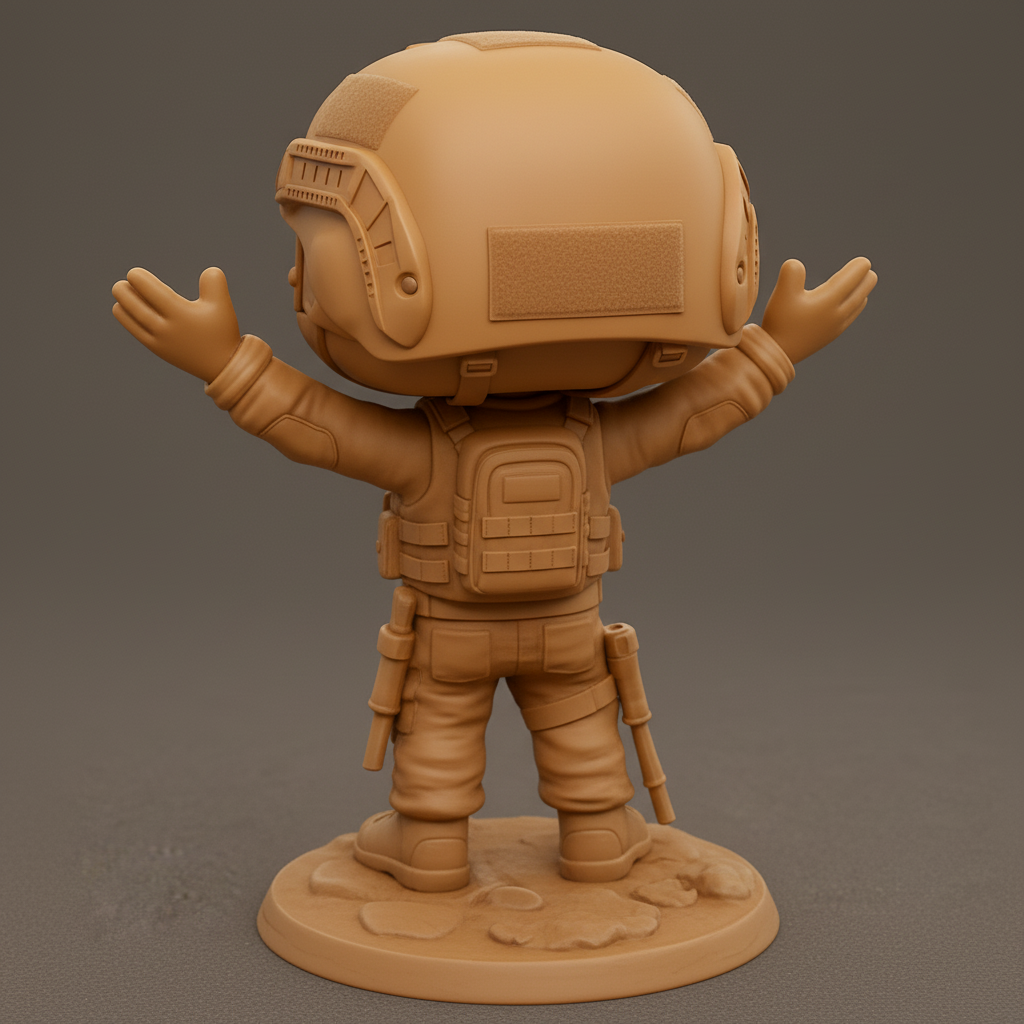 face anatomy 3d model-create 3d face model from photo_Chibi Soldier Buddy: Your Brave Desk Companion Awaits!