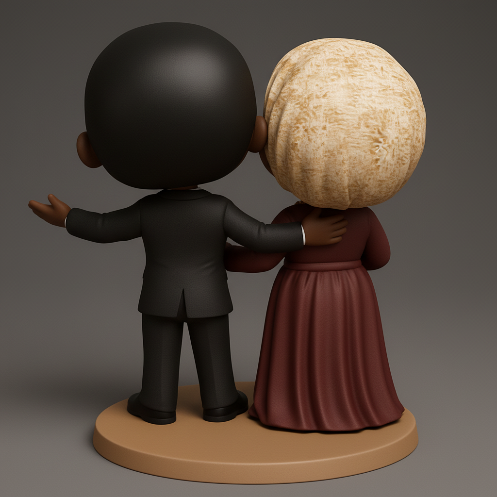 face to 3d model ai-3D portrait printing from photo_Joyful Couple: Customizable Desk & Cake Topper