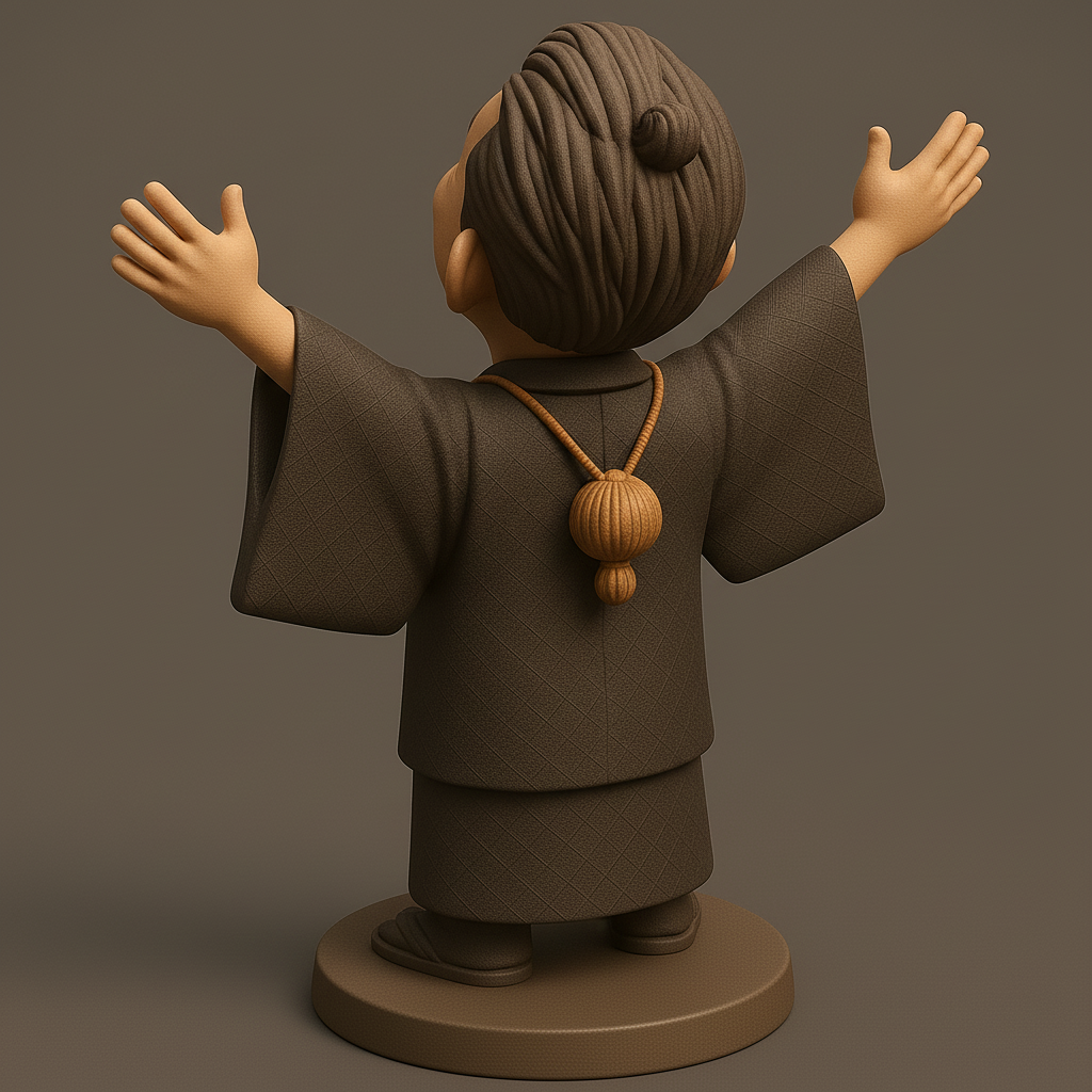 silhouette 3d printer maker-3d portrait printing_Joyful Samurai Figure for 3D Printing