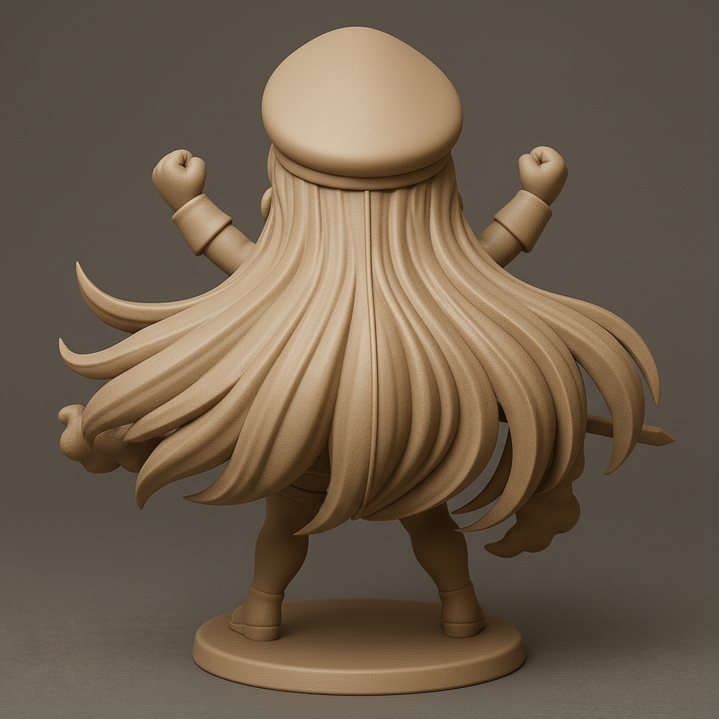 silhouette 3d printer maker-3d portrait printing_Dynamic Heroine Figurine with Sword