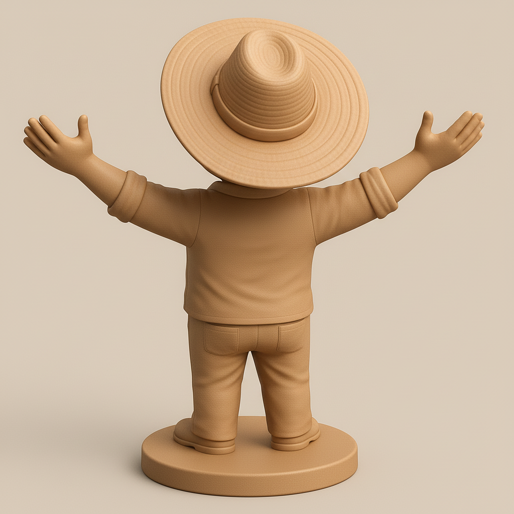 silhouette 3d printer maker-3d portrait printing_Joyful Farmer Figurine for 3D Printing