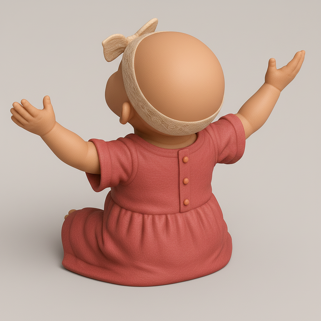 face anatomy 3d model-create 3d face model from photo_Adorable Cheerful Baby Figurine with Flowers